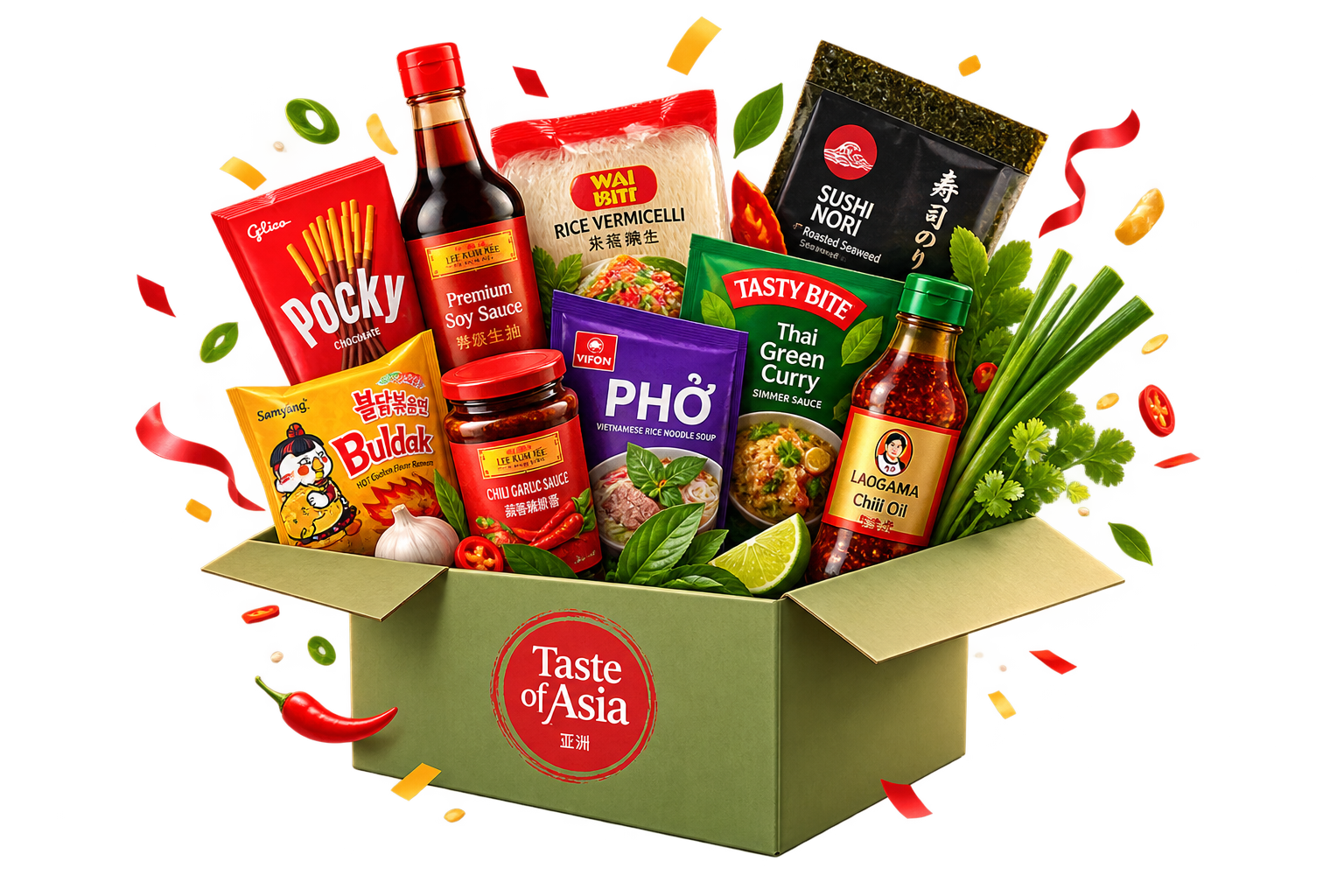 Geschenkbox mit asiatischen Produkten